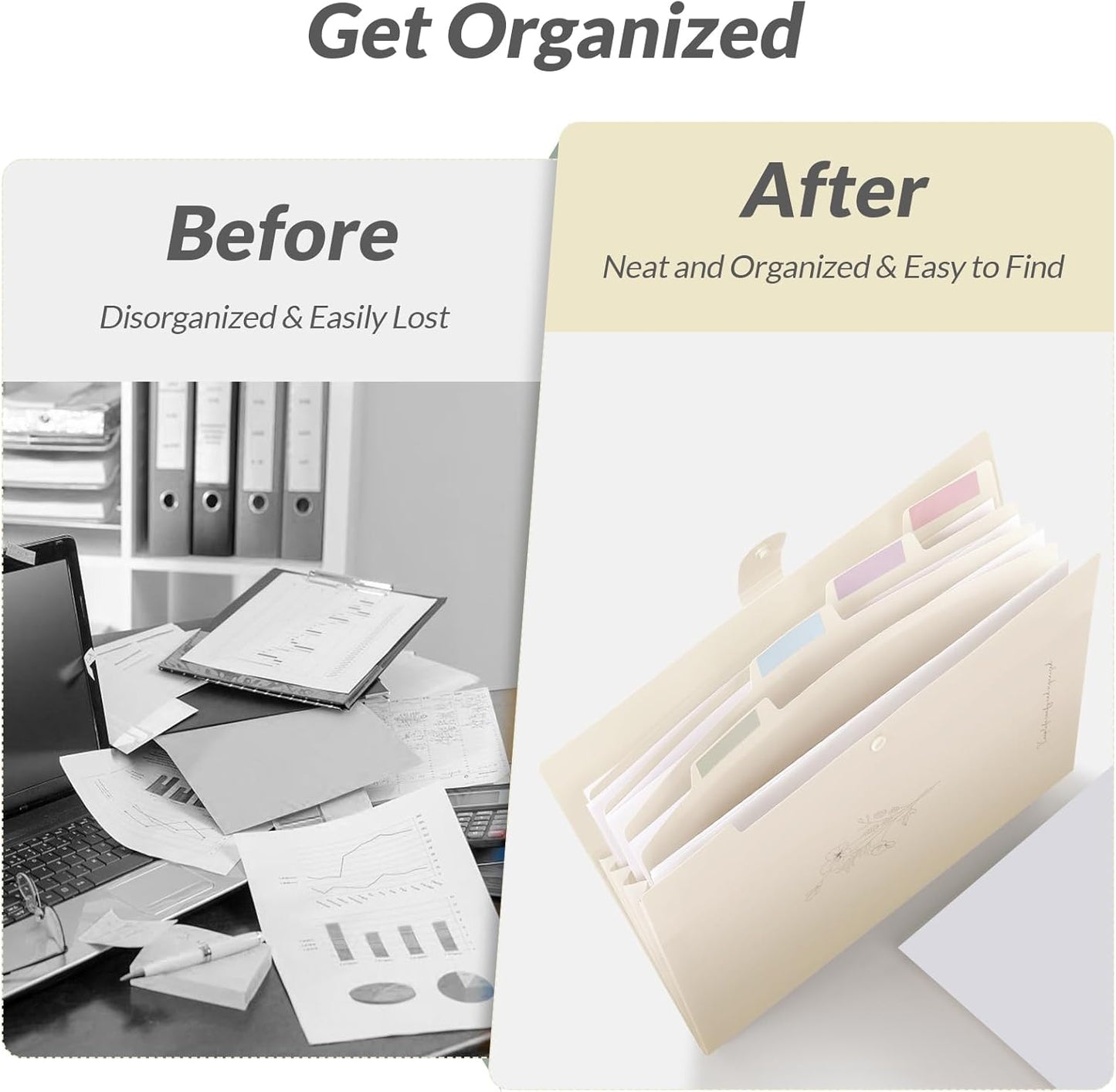 SKYDUE Letter A4 Paper Expanding File Folder Pockets Accordion Document Organizer (Purple)