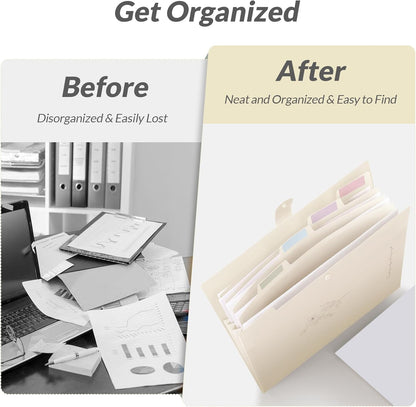 SKYDUE Letter A4 Paper Expanding File Folder Pockets Accordion Document Organizer (Purple)