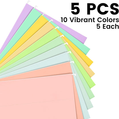 25-Pack Green Hanging File Folders, Letter Size (8.5" x 11") with 1/5-Cut Tabs,Includes 35 Transparent Label Cards & 50 Sticker Labels for Home & Office Organization