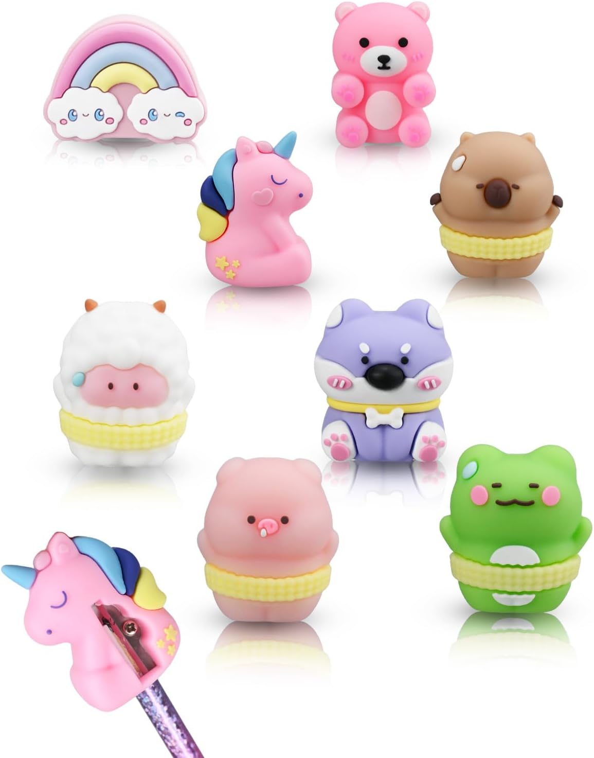 8 PCS Pencil Sharpener for Kids, Pencil Sharpener Manual, Cartoon Handheld Little Pencil Sharpeners, Kawaii Stationary Gifts, Small Favors Gifts for Office Supplies (Style 1)