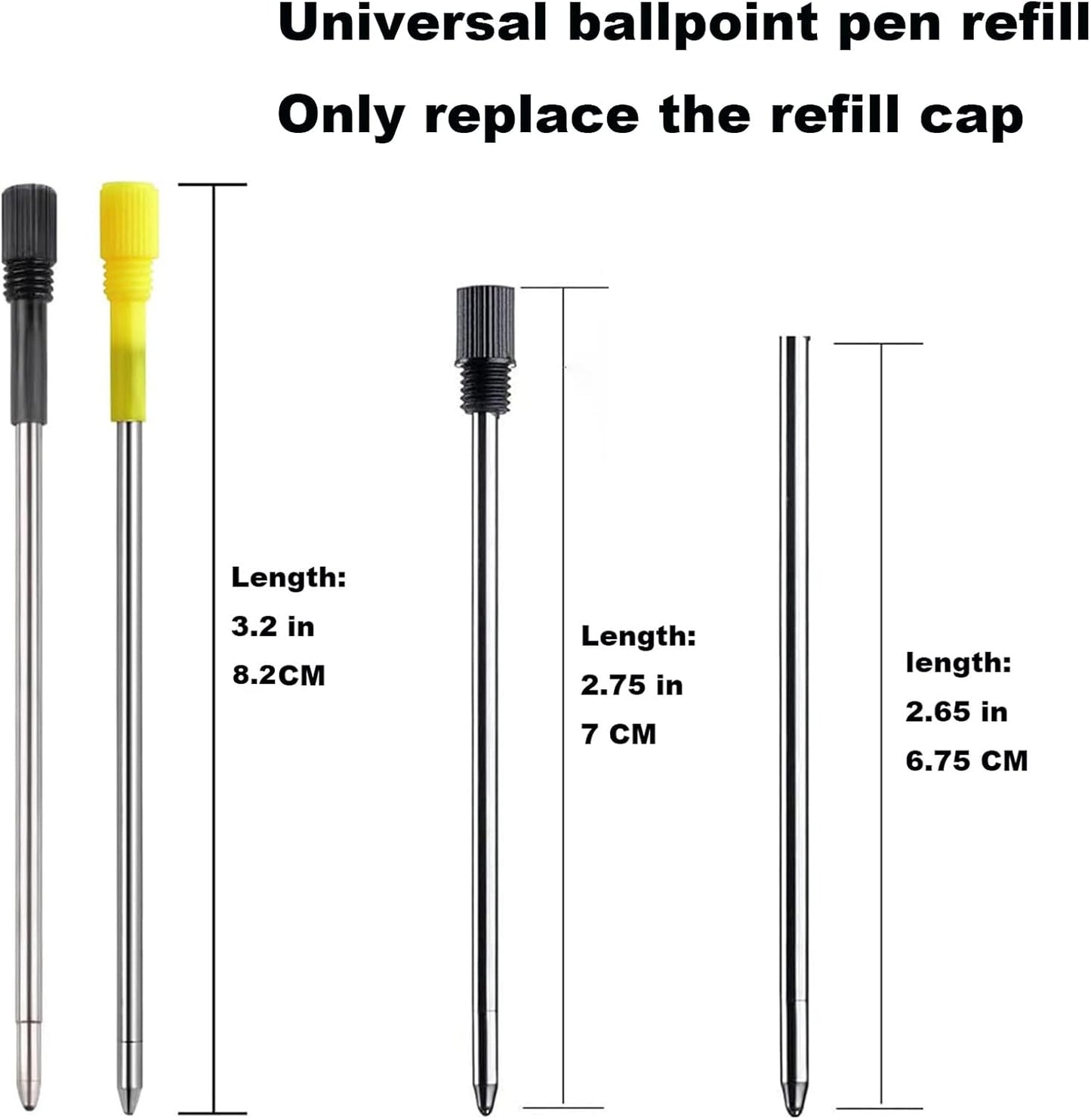 MengRan 2.75'' Mini D1 Ballpoint Ink Pen Refills for Twist Pens, Compatible with Swarovski Pen Refills (Blue Ink,Pack of 10)