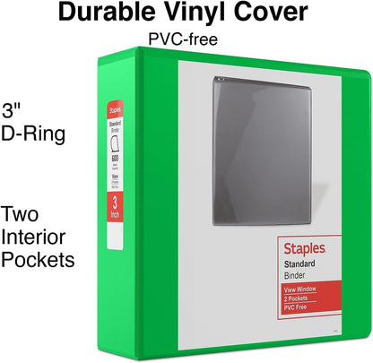 Staples Standard 2-Inch 3-Ring View Binder, Holds Up to 450 Sheets, Orange, Durable Binder for Office & School