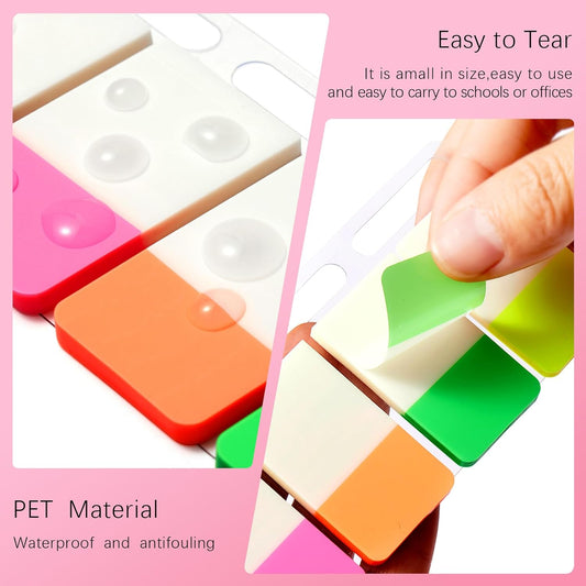 1050 Pieces Super Thick Sticky Index Tabs and Page Markers,File Folder Sets in Assorted Neon Colors for School,Office, Books, Binders, Notebook, 6-Pack,2 Designs