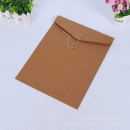 VANRA Kraft Paper A4/C4 File Folders Filing Envelope Folder Pack of 5, Filing Envelope Folder Jacket Document Letter Organizer with String Closure for School,Office (Black)
