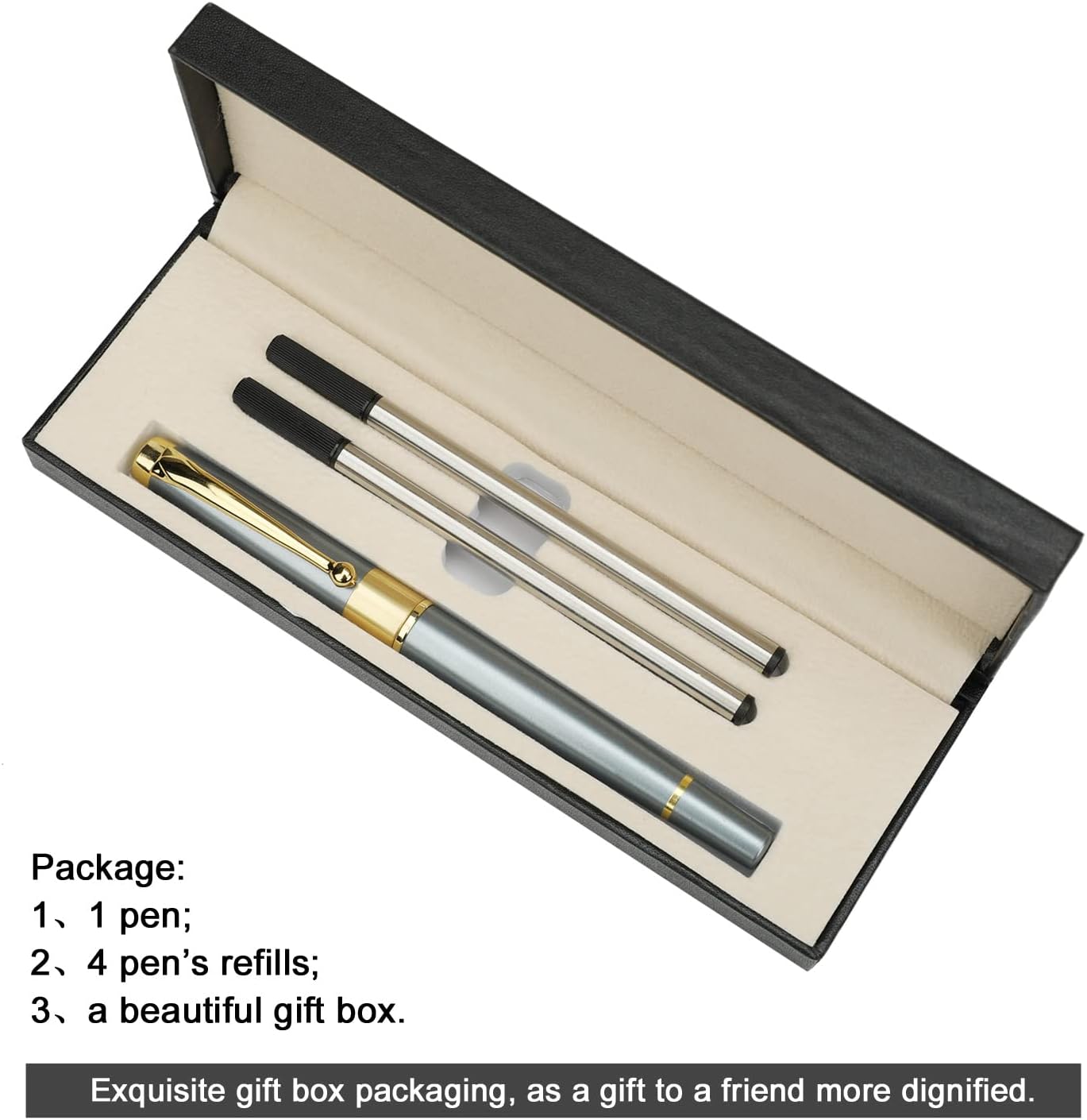 YIVONKA Ballpoint Pen Black Refill,Luxury Ballpoint Line width 0.5mm,Best Ball Pen Gift Set for Men & Women Professional Executive,Office,Nice BallPens Classy Gift Box (Black)