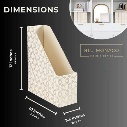 BLU MONACO | Cardboard Magazine File Holder Set of 4 | Vertical Magazine File Holder for Desk and Shelves | Standing File Holder for Classroom School Paper Storage