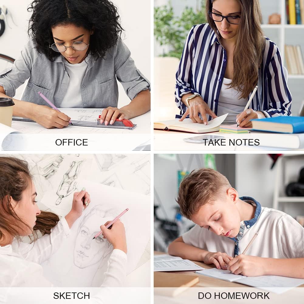 HOTUT Inkless Pencil - 4pcs Everlasting Wooden Infinity Pencil, Wood-Cased Graphite Reusable for Writing Drawing, Students Home Office School Supplies