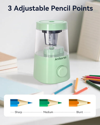 Electric Pencil Sharpener, Helical Blade Automatic Pencil Sharpener, Battery/USB Cord Operated Adjustable Sharpness for 6-8 mm Pencil, Classroom, School, Office, Home, Black