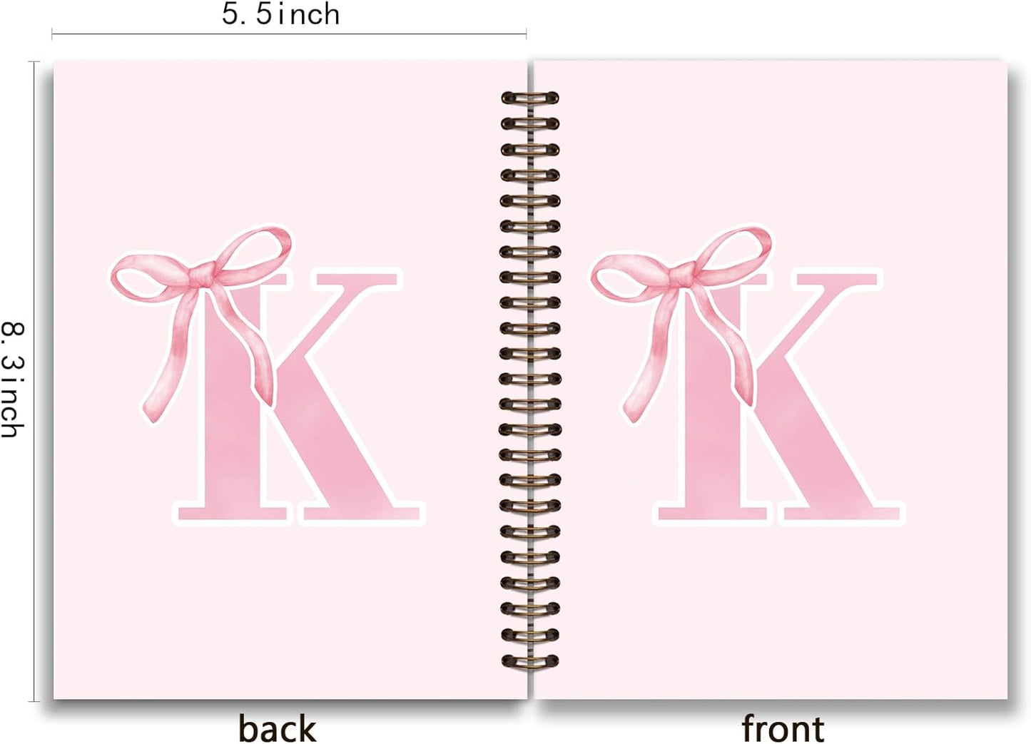 Blue Bow Journal Notebook for Girls,Initial H Journals Personalized Diary Gifts for Teen Girl Kids,Monogrammed Gifts for Women,Trendy Coquette Cute Hardcover Spiral Notebook 5.5 x 8.3 - Colors B