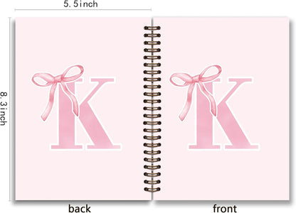 Blue Bow Journal Notebook for Girls,Initial H Journals Personalized Diary Gifts for Teen Girl Kids,Monogrammed Gifts for Women,Trendy Coquette Cute Hardcover Spiral Notebook 5.5 x 8.3 - Colors B