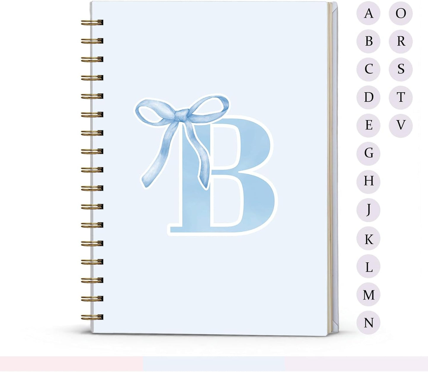 Blue Bow Journal Notebook for Girls,Initial H Journals Personalized Diary Gifts for Teen Girl Kids,Monogrammed Gifts for Women,Trendy Coquette Cute Hardcover Spiral Notebook 5.5 x 8.3 - Colors B
