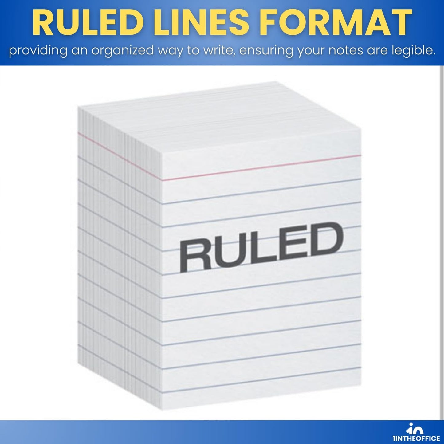 1InTheOffice Ruled Mini Index Cards 3 x 2.5, White Small Index Cards 2x3, 400/Pack
