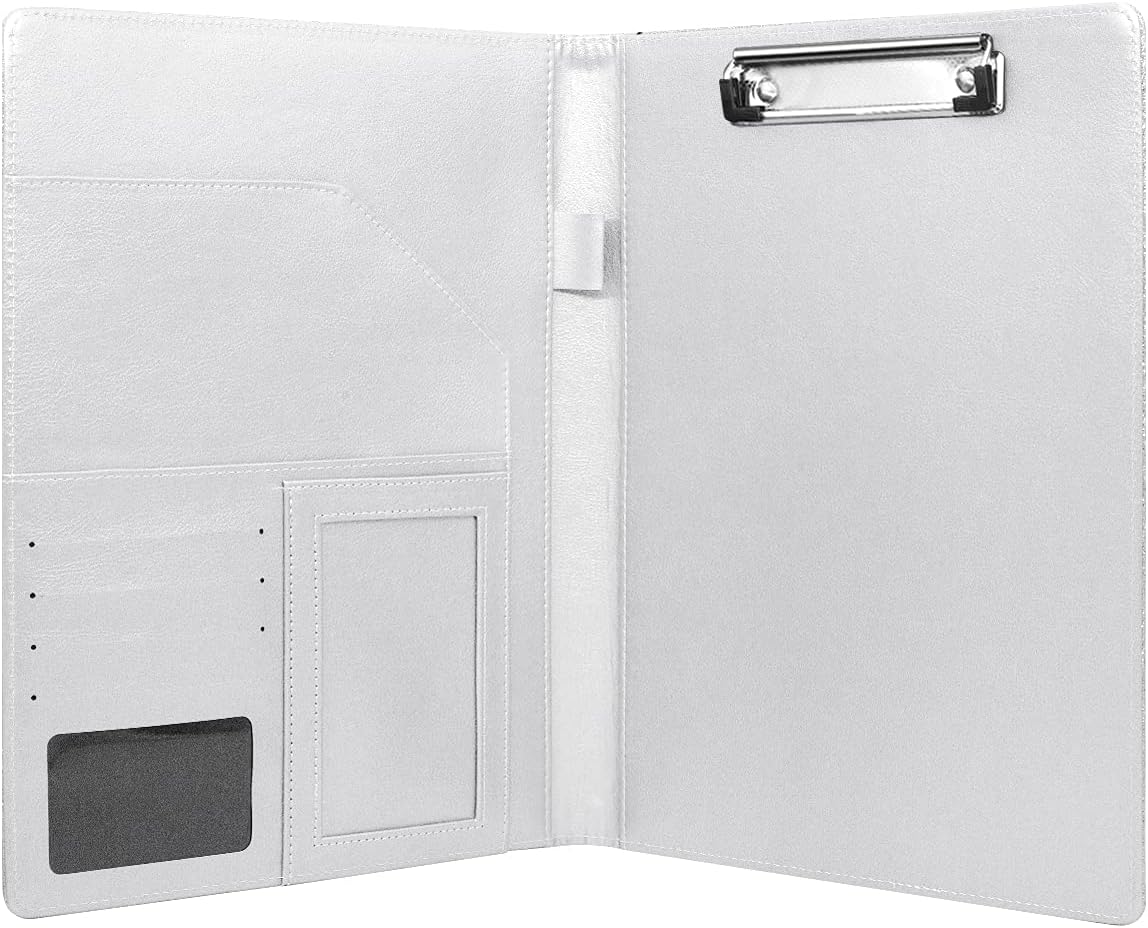 WAVEYU Resume Portfolio Folder, Padfolio Clipboard, Writing Portfolio Leather Clipboard with Cover for Legal Pad Holder Letter Size A4 for Business Conference Notepad Clip Boards, Purple