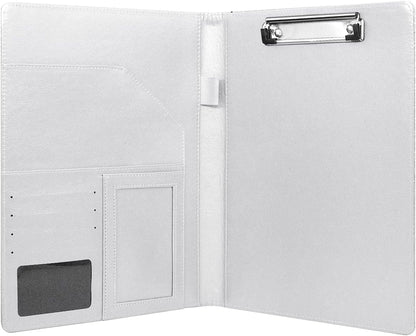 WAVEYU Resume Portfolio Folder, Padfolio Clipboard, Writing Portfolio Leather Clipboard with Cover for Legal Pad Holder Letter Size A4 for Business Conference Notepad Clip Boards, Purple