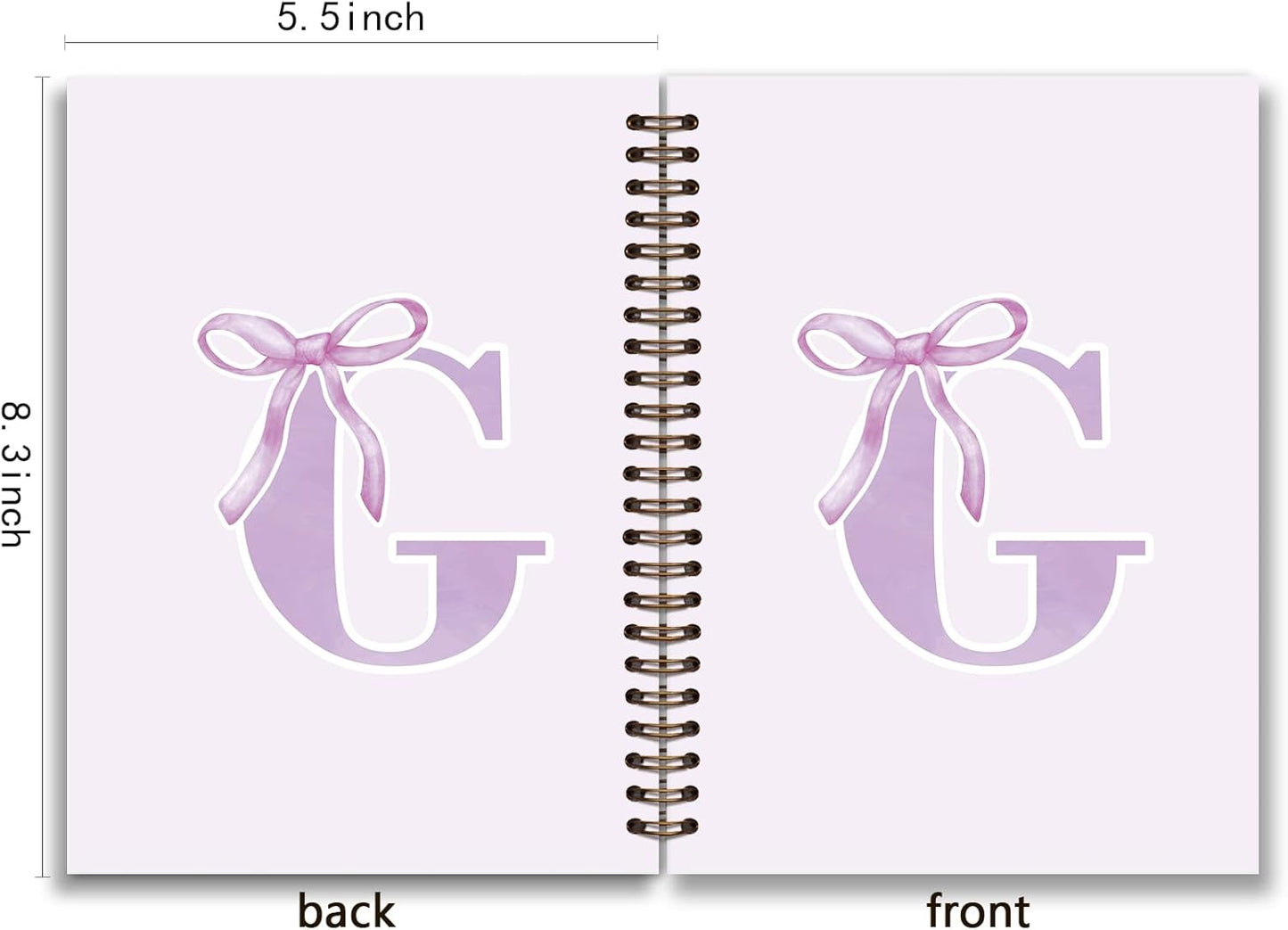 Blue Bow Journal Notebook for Girls,Initial H Journals Personalized Diary Gifts for Teen Girl Kids,Monogrammed Gifts for Women,Trendy Coquette Cute Hardcover Spiral Notebook 5.5 x 8.3 - Colors B