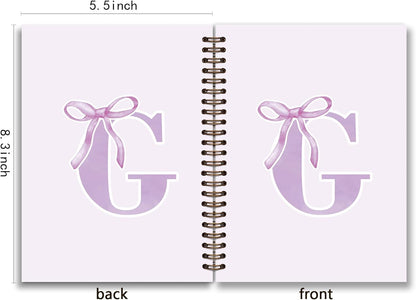 Blue Bow Journal Notebook for Girls,Initial H Journals Personalized Diary Gifts for Teen Girl Kids,Monogrammed Gifts for Women,Trendy Coquette Cute Hardcover Spiral Notebook 5.5 x 8.3 - Colors B