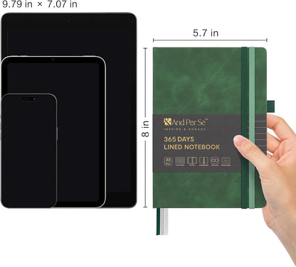 &And Per Se Lined Journal Notebook, 160 Pages, A5 5.7 x 8 inches College Ruled Thick Paper Notebook Journals for Writing, Hardcover Notebooks for Women Men Office School (1 Pack, Green) - Colors A