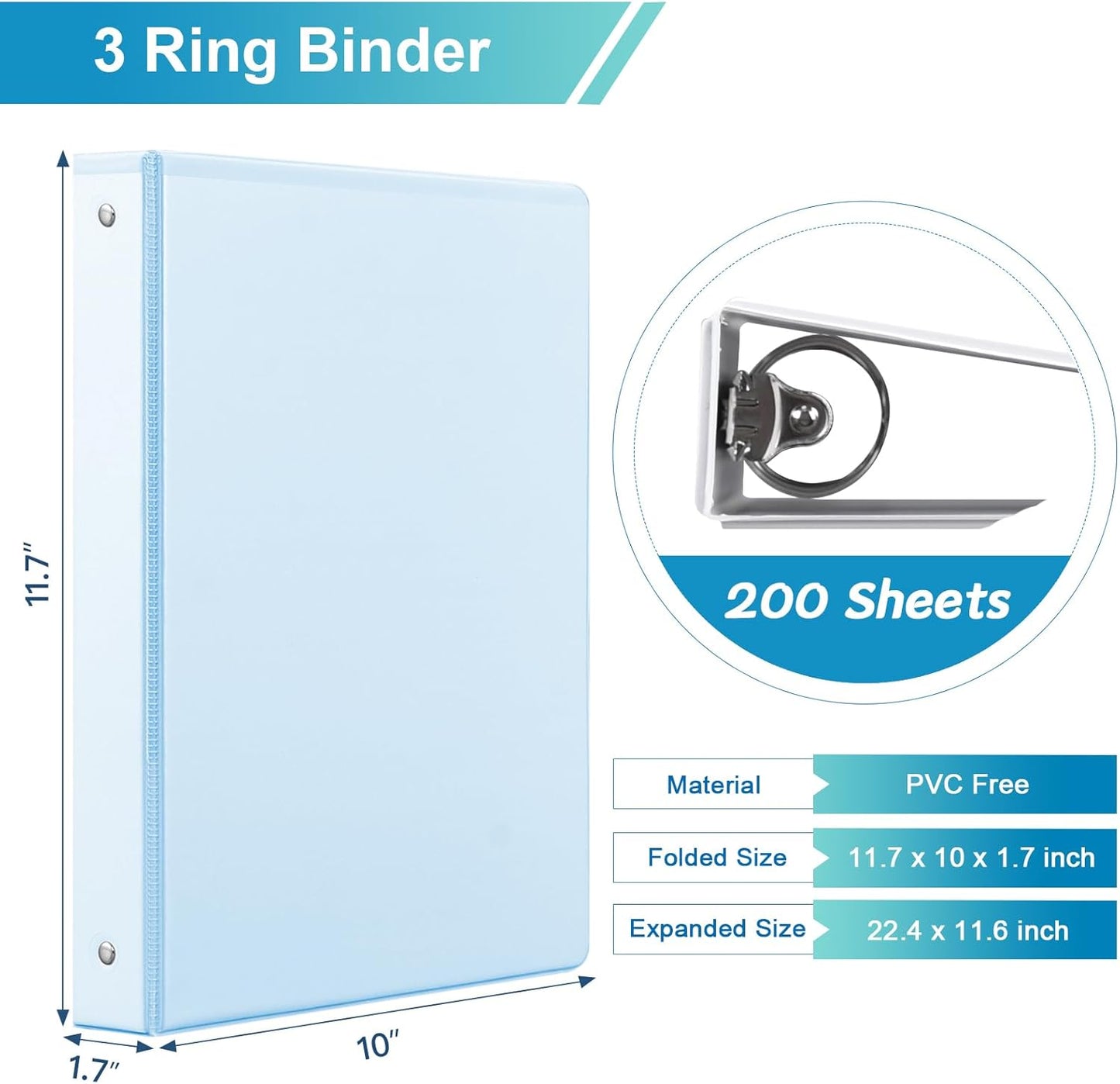 SUIN 1 Inch 3 Ring Binder 4 Pack Pastel Colors, Holds 200 Sheets Letter Size with Pockets for School Office Home