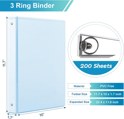 SUIN 1 Inch 3 Ring Binder 4 Pack Pastel Colors, Holds 200 Sheets Letter Size with Pockets for School Office Home