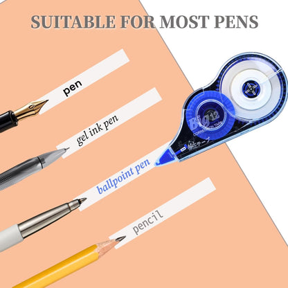 39.37 ft Correction Tape, 6PCS, Fast, Clean, Easy-to-Use Correction Tape Bulk Office School Supplies, Blue, White
