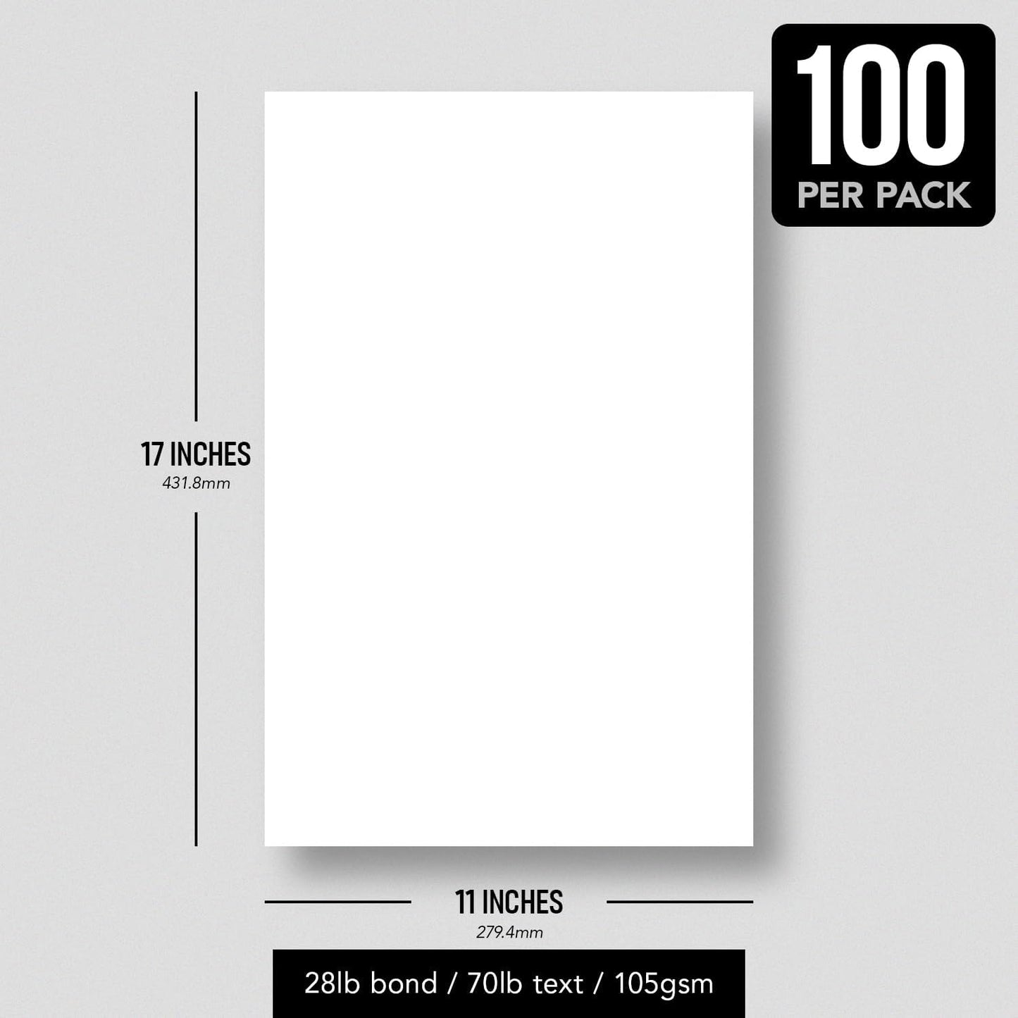Bright White Paper - Multipurpose Office Print Writing Copy - Flyers, Posters, Design Proposals, Business Documents | 8.5 x 11 | 70lb Text (28lb Bond) | Acid Free Paper | 100 Sheets per Pack