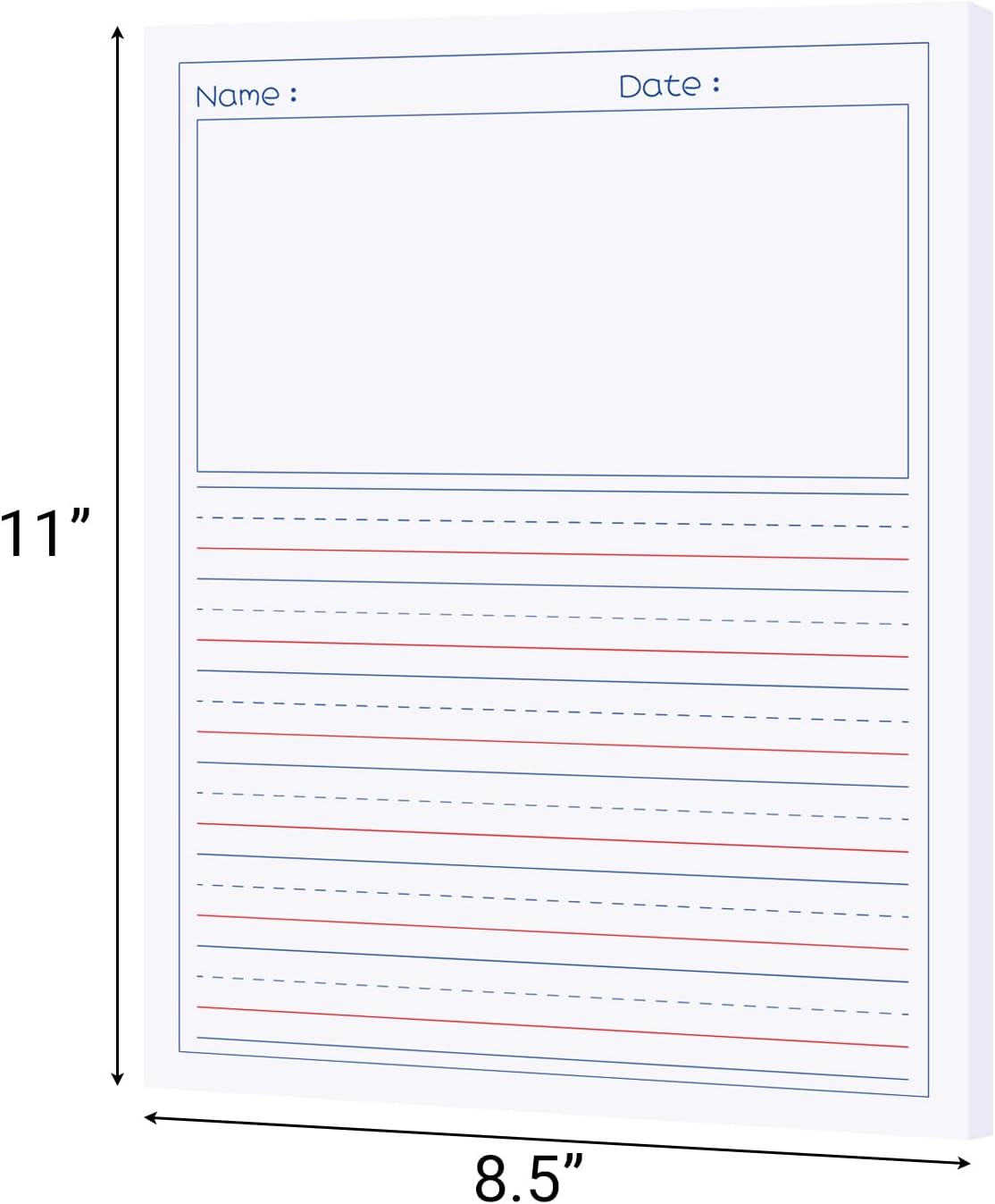zmybcpack 2 Pack Write Beginner Paper for Kids, 8.5"x11" Story Writing Paper for Kids to Write Story, Primary Composition Notepad(100 Sheets Each, Double-Sided Printing)