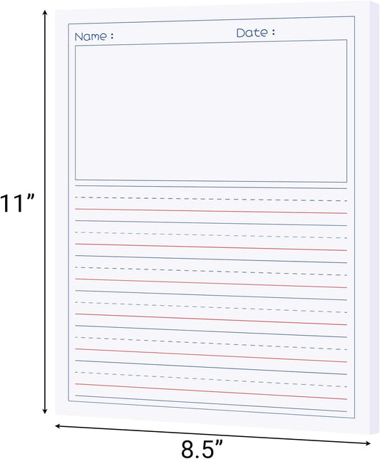 zmybcpack 2 Pack Write Beginner Paper for Kids, 8.5"x11" Story Writing Paper for Kids to Write Story, Primary Composition Notepad(100 Sheets Each, Double-Sided Printing)