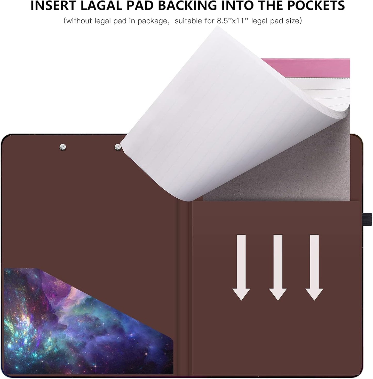 Hongri Clipboard Folio with Refillable Lined Notepad and Interior Storage Pocket for Students, Classroom, Office, Women, Man, Cute Custom Pattern, Size 12.8 x 9.2 in, Classic Flower