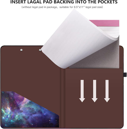 Hongri Clipboard Folio with Refillable Lined Notepad and Interior Storage Pocket for Students, Classroom, Office, Women, Man, Cute Custom Pattern, Size 12.8 x 9.2 in, Classic Flower