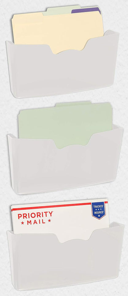 Simple Houseware Clear Single Pocket Wall Mount for Hanging File Holder, 3 Packs