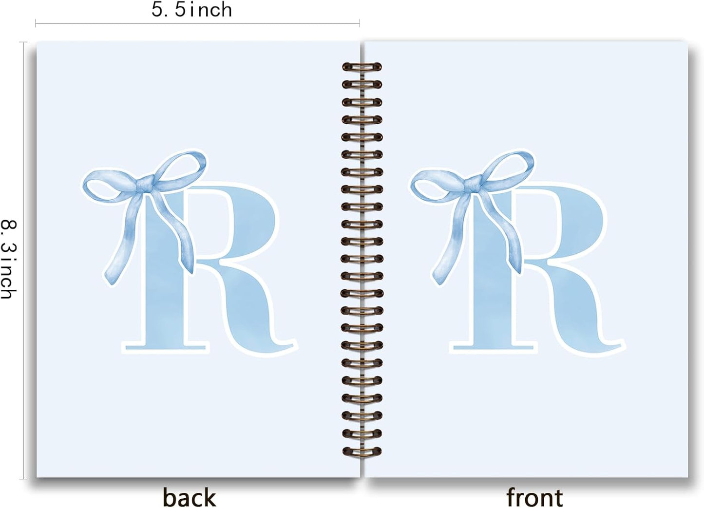 Blue Bow Journal Notebook for Girls,Initial H Journals Personalized Diary Gifts for Teen Girl Kids,Monogrammed Gifts for Women,Trendy Coquette Cute Hardcover Spiral Notebook 5.5 x 8.3 - Colors B