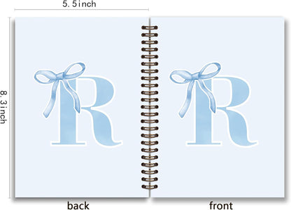 Blue Bow Journal Notebook for Girls,Initial H Journals Personalized Diary Gifts for Teen Girl Kids,Monogrammed Gifts for Women,Trendy Coquette Cute Hardcover Spiral Notebook 5.5 x 8.3 - Colors B