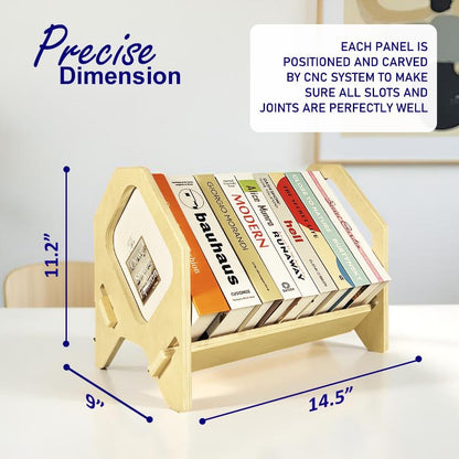 2 Pack Desktop Bookshelf, Stackable Book Organizer with Handle, storage rack for CD/Magazine/File Folder, Portable Small bookshelf for Study, Living room, Kid's room, No Nails, Medium Size