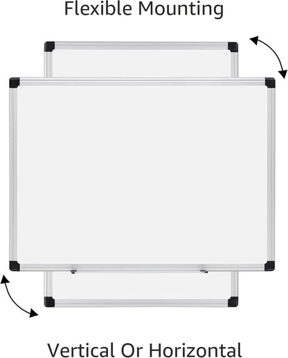 Amazon Basics Magnetic Dry Erase Whiteboard, 36 x 48-inch, Aluminum Frame, Silver/White, Easy to Install