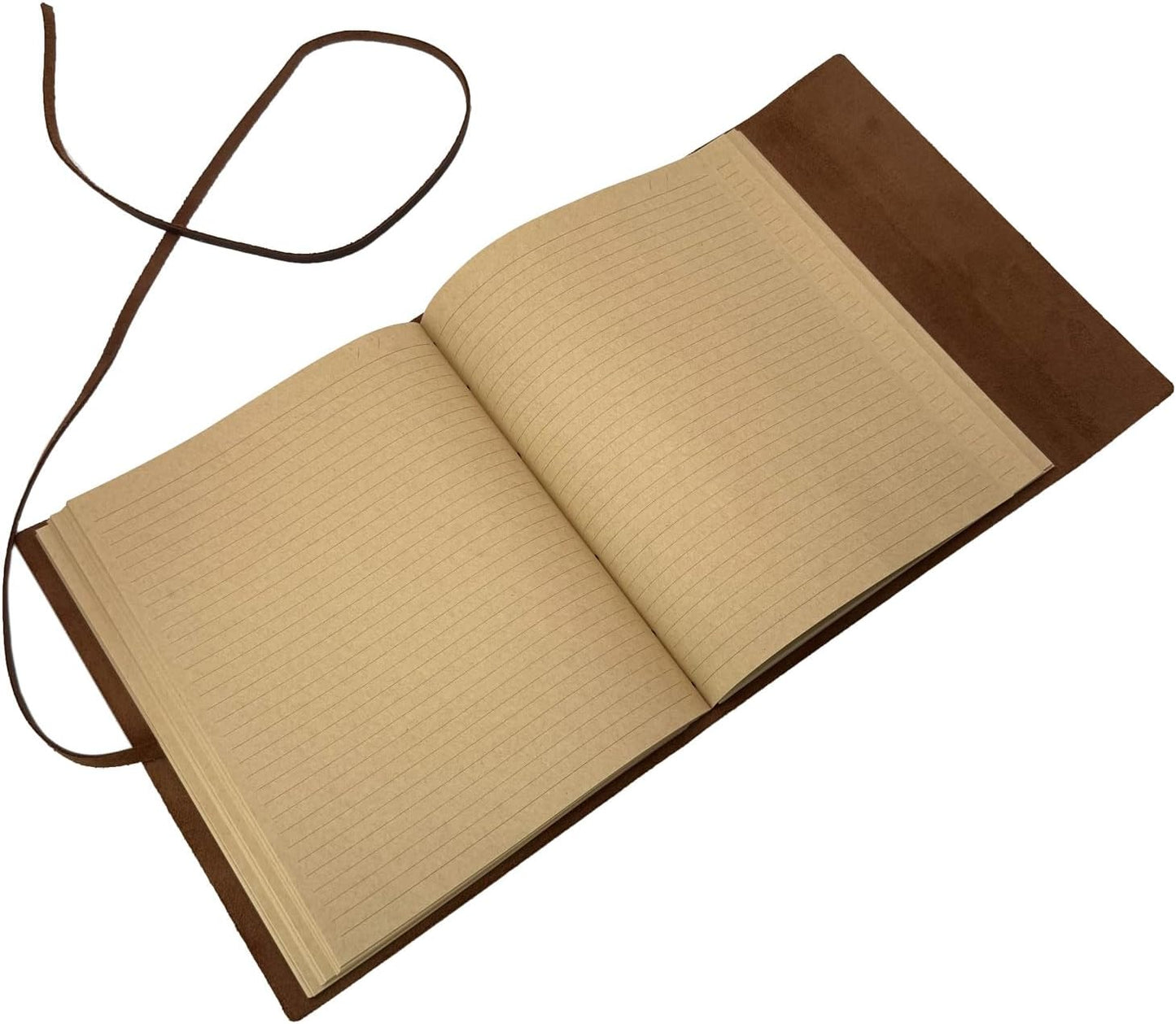 Leather Journal Writing Notebook - Genuine Leather Bound Daily Notepad for Men & Women Lined Paper 240 Kraft Pages, Handmade, Rustic Brown, 5 x 7 in