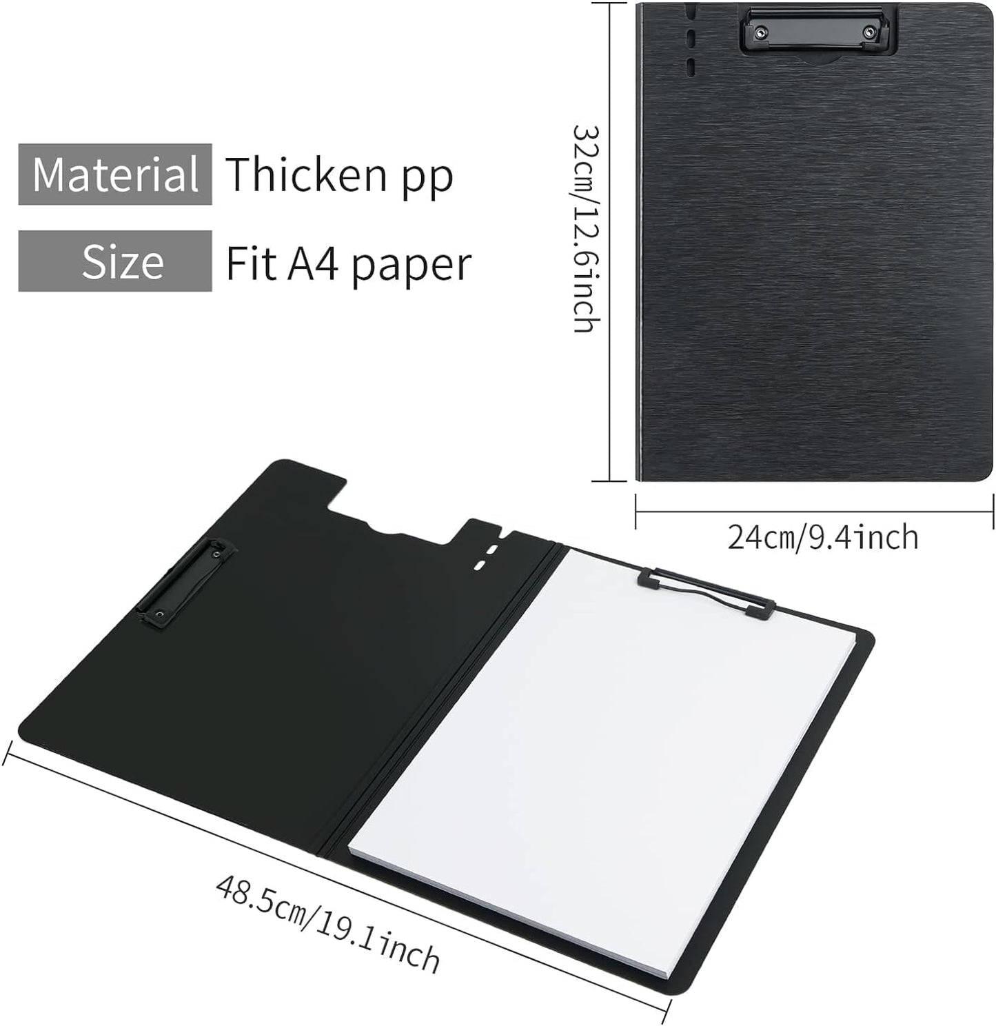 A4 Clipboard Folder,10 Pack Foldable Clipboards with Pocket for Business,Office,School or Restaurant (Black)