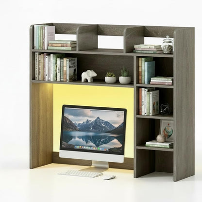 Tangkula Desktop Bookshelf, Countertop Storage Hutch with 5 Shelves for Computer Desk, Desk 3-Tier Display Rack, Multipurpose Wood Desktop Hutch Storage Organizer for Dorm Office Home