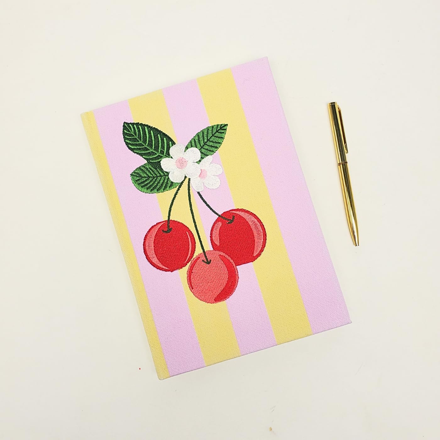 Lady Jayne Embroidered Canvas Hardcover Journal with 192 Lined Pages, 6” x 8.5” – Flower Market Poppy (83289)