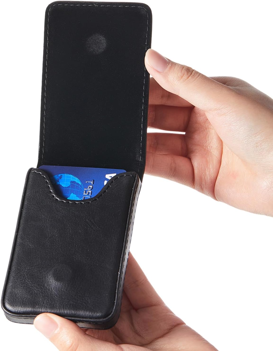 Outus 2 Pieces Business Card Holder, PU Leather Business Card Case Pocket Wallet with Magnetic Shut for Valentines Gift Men Women(Black and Coffee,Classic)