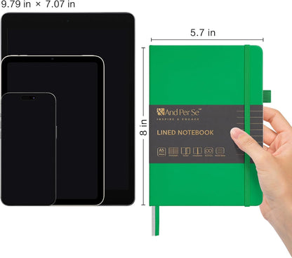 &And Per Se Lined Journal Notebook, 160 Pages, A5 5.7 x 8 inches College Ruled Thick Paper Notebook Journals for Writing, Hardcover Notebooks for Women Men Office School (1 Pack, Green) - Colors B