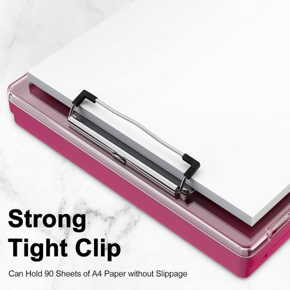 Piasoenc Clipboard with Storage, 8.5 x 11 Clip Boards with 2 Storage Case and A4 Paper Folder, Clear Dry Erase Top Panel, Heavy Duty Plastic, Folio & Side Opening, for Nurses, Teachers, Lawers,Black