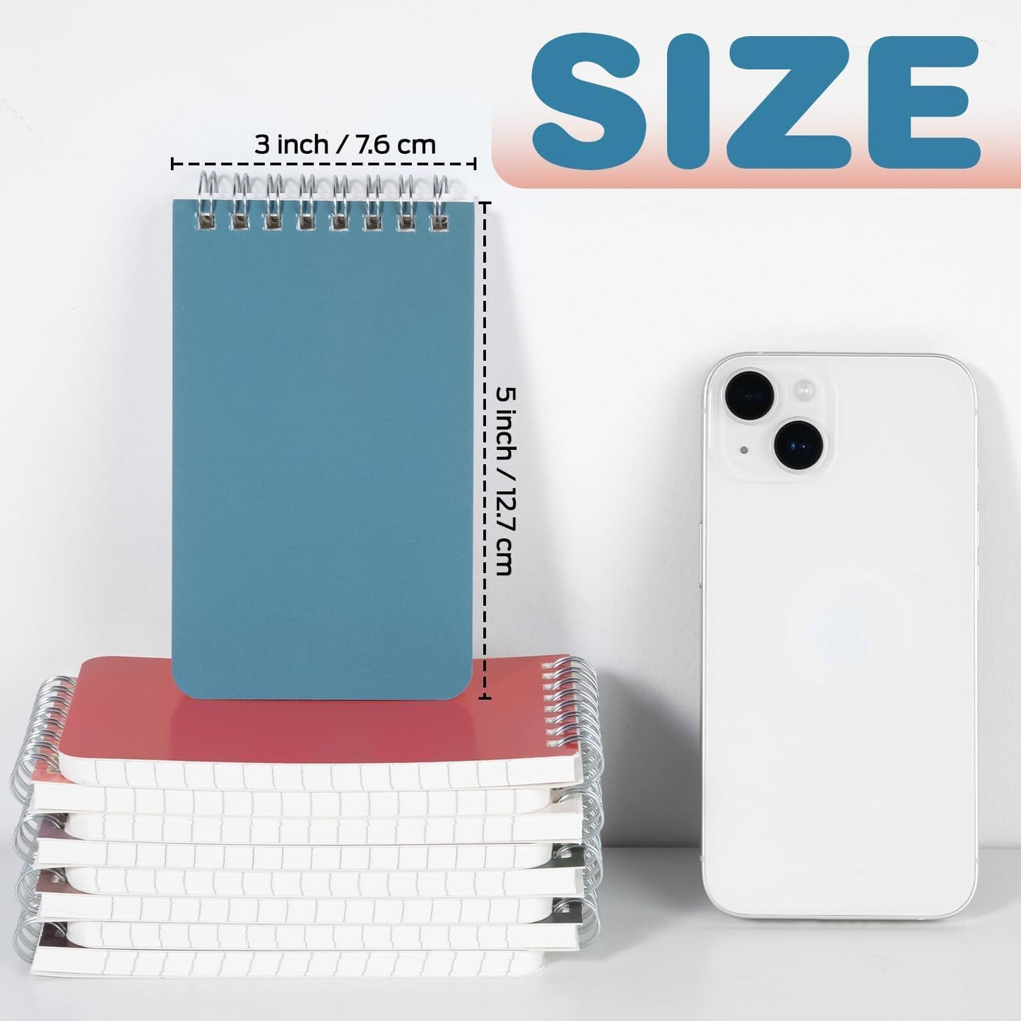 Dynta Pocket Notebook Bulk 60 Packs, 3x5 Inch Small Notepad Top Bound With Lined Pages, 10 Vibrant Colored Mini Spiral Notebooks 60Sheets/120Pages (80GSM), Memo Pads for Home, School, College, Office