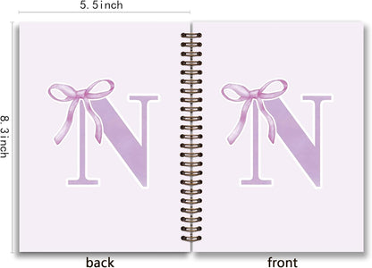 Blue Bow Journal Notebook for Girls,Initial H Journals Personalized Diary Gifts for Teen Girl Kids,Monogrammed Gifts for Women,Trendy Coquette Cute Hardcover Spiral Notebook 5.5 x 8.3 - Colors B