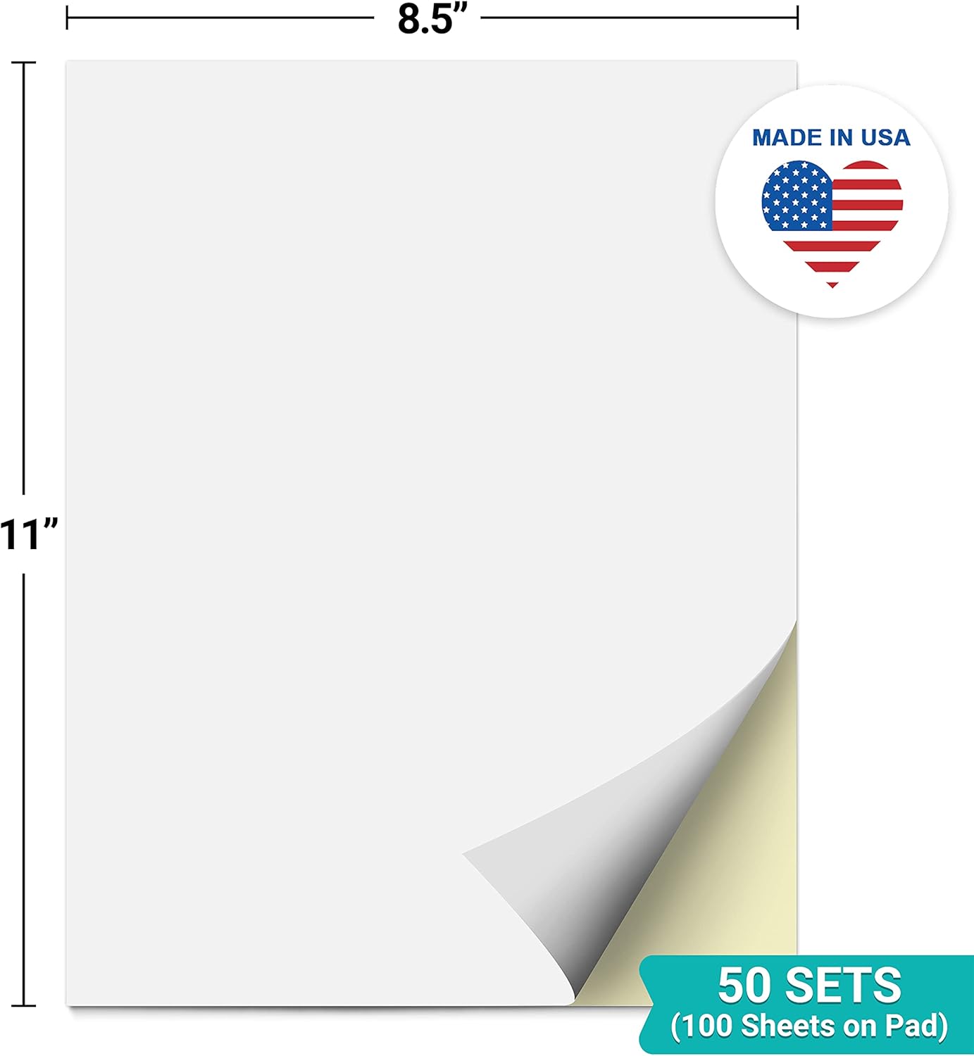 321Done 2-Part Blank Carbonless Notepad, 3.4x5.5 Portrait, Made in USA, Pocket Size Carbon Copy Memo Scratch Pad, Sketchbook, Cute Generic Small Business Order Book (50 Sets) White/Yellow