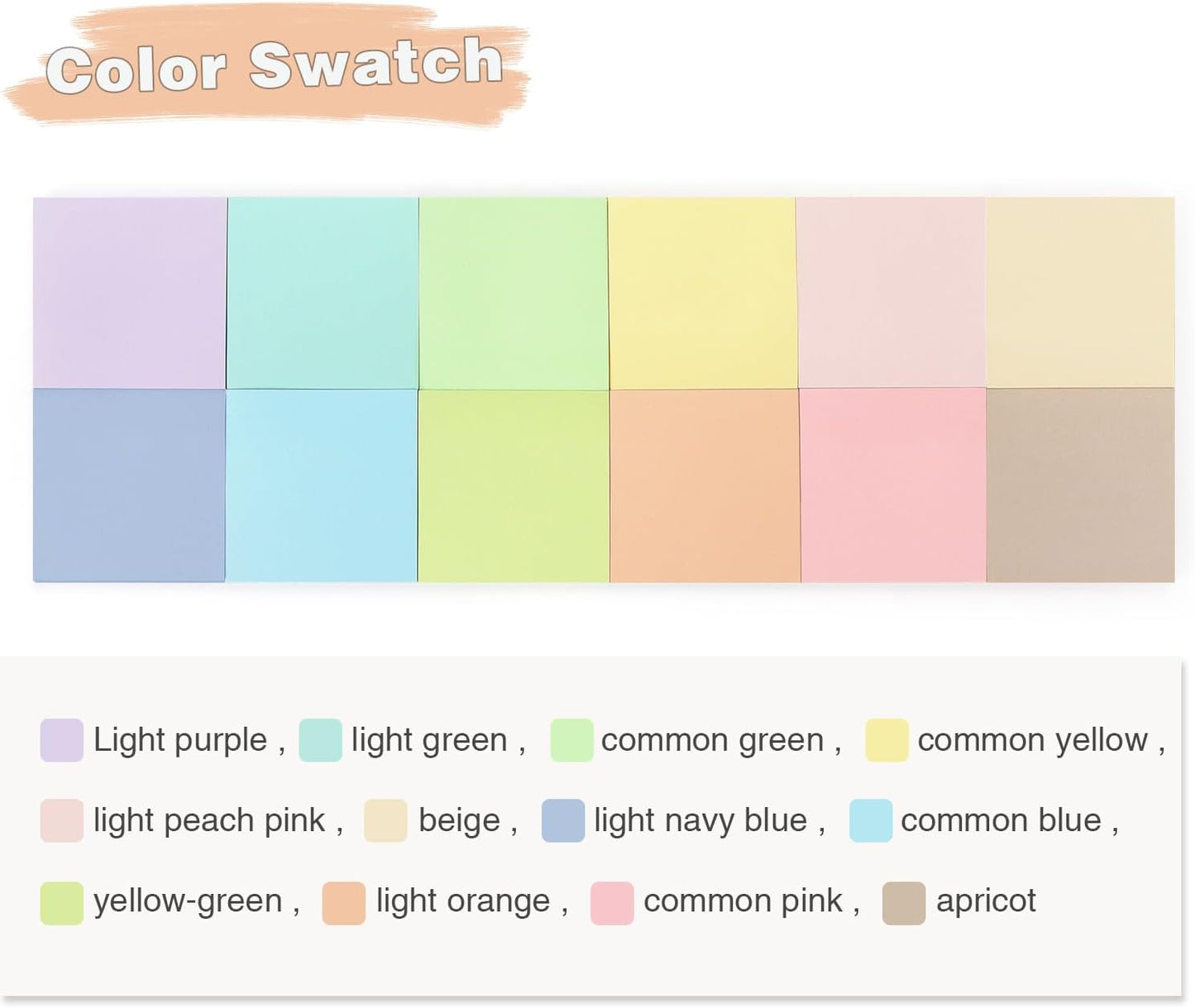 Sticky Notes 3x3inch, 8 Pads Self-Stick Notes, 8 Pastel Multi Colors with Gray Note Pads, Suitable for School, Home, Office, 80 Sheets/Pad