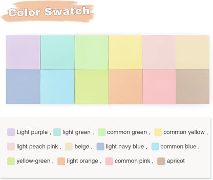 Sticky Notes 3x3inch, 8 Pads Self-Stick Notes, 8 Pastel Multi Colors with Gray Note Pads, Suitable for School, Home, Office, 80 Sheets/Pad