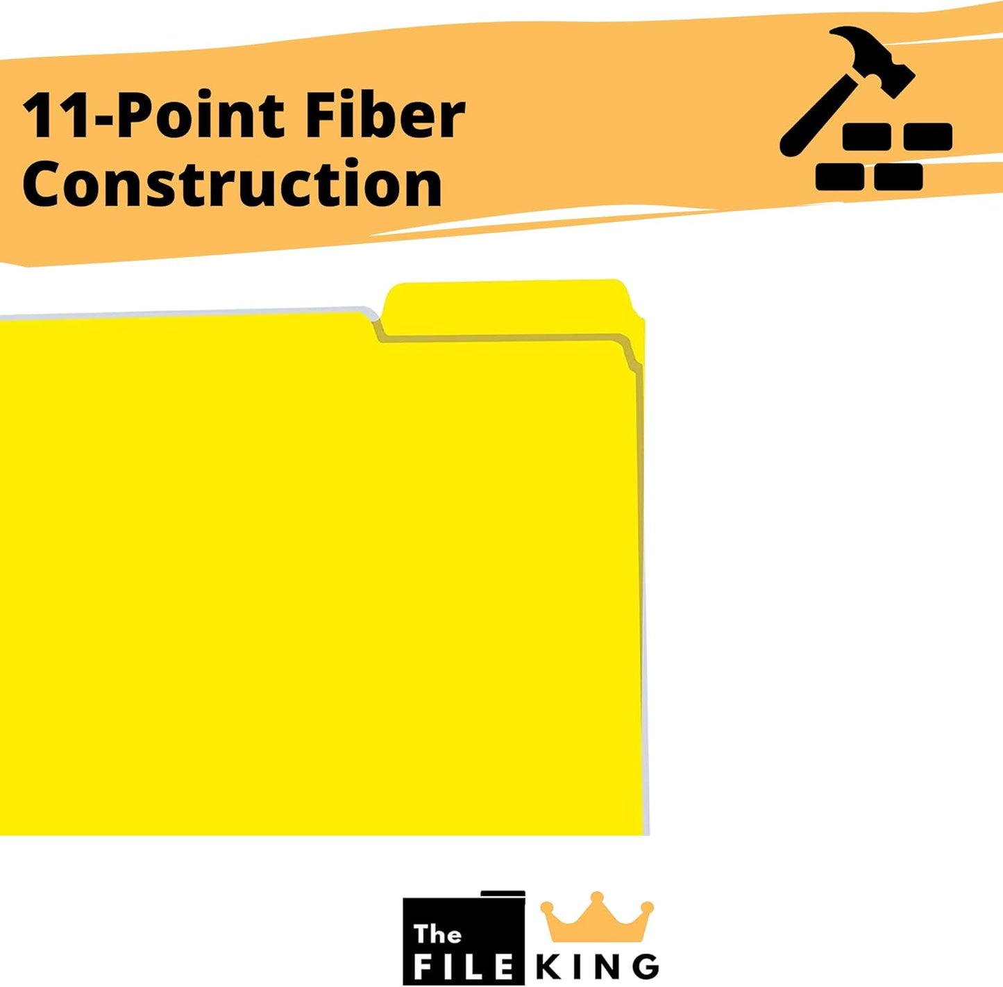The File King 1/3 Cut File Folders Letter Size - 100 Pack | Manilla Folders 8.5 x 11 | Assorted 3 Tabs | Heavy Duty 11-Point Fiber | Made in USA | Undercut Front Style | Easy Labeling & Organization