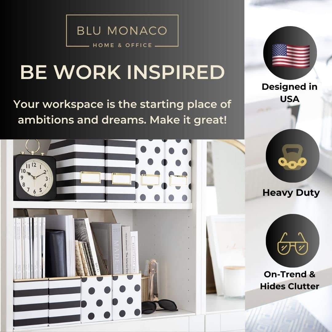 BLU MONACO | Cardboard Magazine File Holder Set of 4 | Vertical Magazine File Holder for Desk and Shelves | Standing File Holder for Classroom School Paper Storage