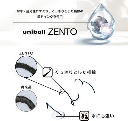 三菱鉛筆 uniball ZENTO Flow Model Rollerball Pen, Anodized Aluminum Grip, Fine 0.5mm, Water-Based Black Ink, Ultra-Smooth with Reduced Friction, Jade, UBNZF05.7