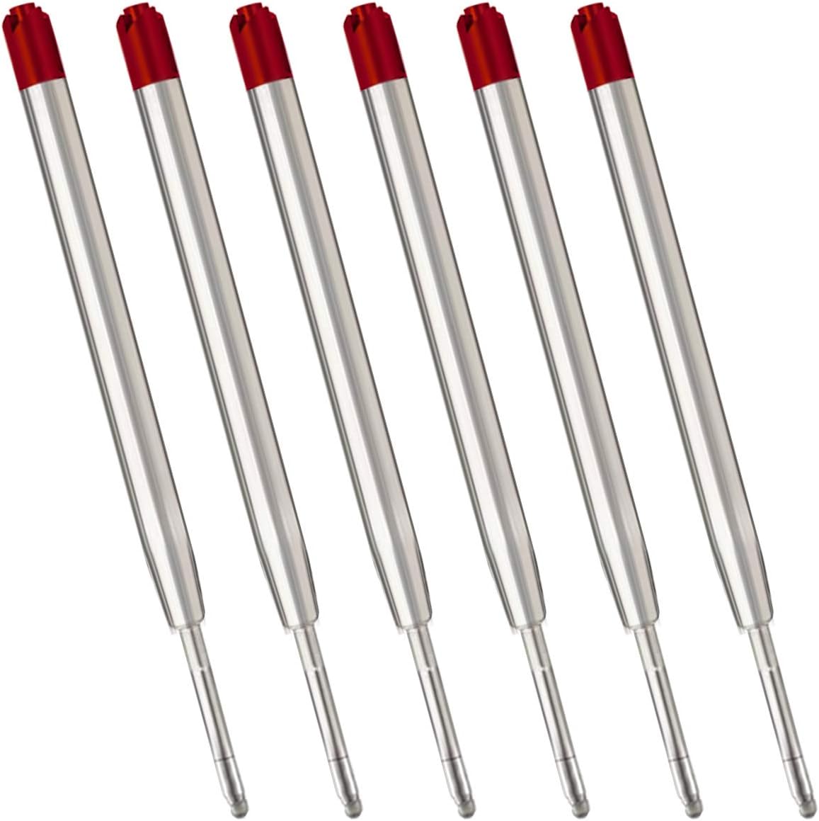 Blue Ink Refills (6pcs), Replaceable Ballpoint Pens Refills, 1mm Medium Tip - Blue